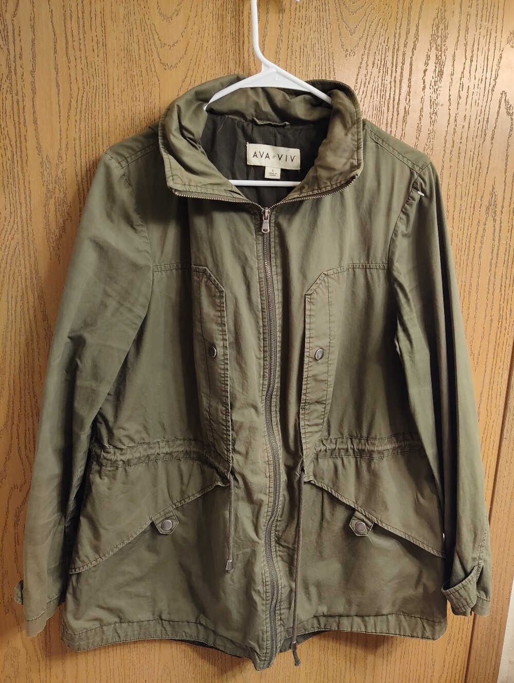 Ava & Viv Olive Utility Jacket with Drawstring Waist